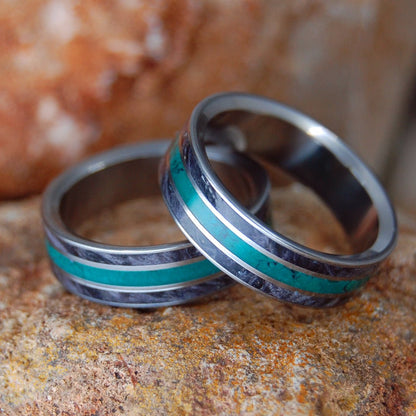 Flat Morning Song | Stone And Wood Titanium Wedding Ring - Minter and Richter Designs