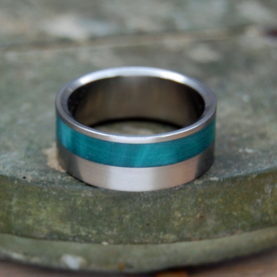 Flora | Men's Green Marbled Resin & Titanium Wedding Ring - Minter and Richter Designs