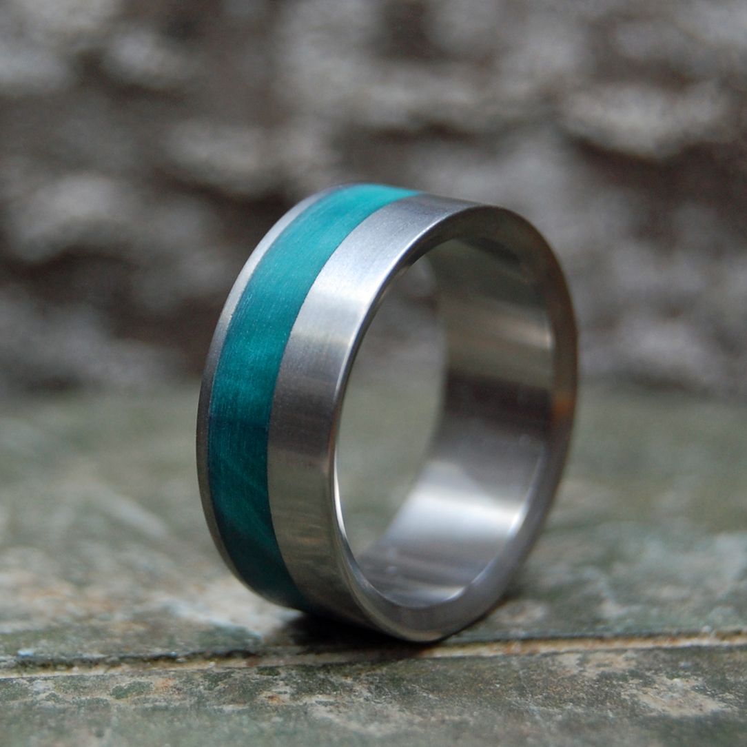 Flora | Men's Green Marbled Resin & Titanium Wedding Ring - Minter and Richter Designs