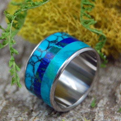 Fluid We Float | Men's Titanium & Stone Wedding Ring - Minter and Richter Designs