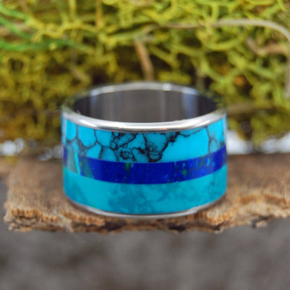 Fluid We Float | Men's Titanium & Stone Wedding Ring - Minter and Richter Designs