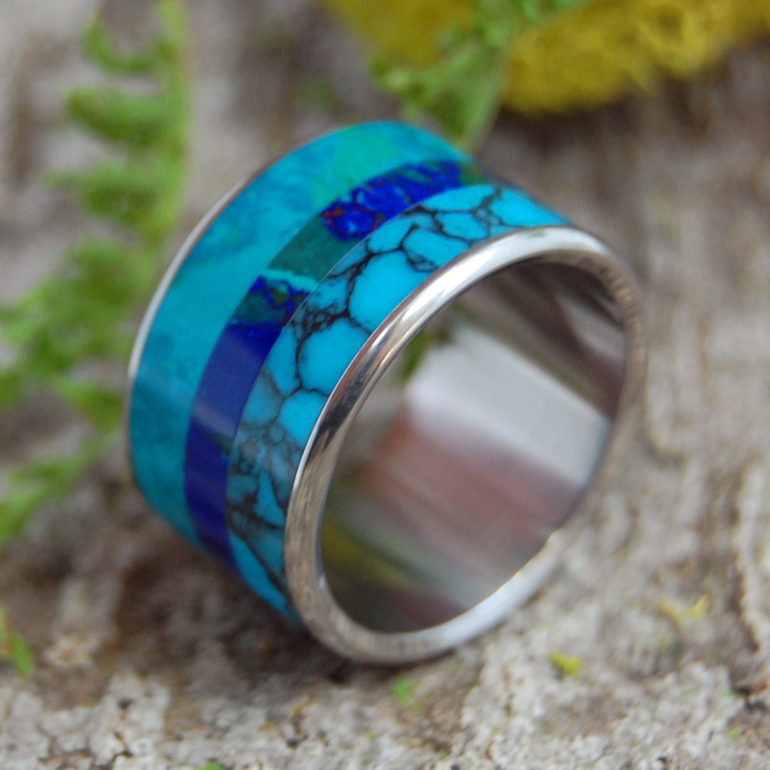 Fluid We Float | Men's Titanium & Stone Wedding Ring - Minter and Richter Designs