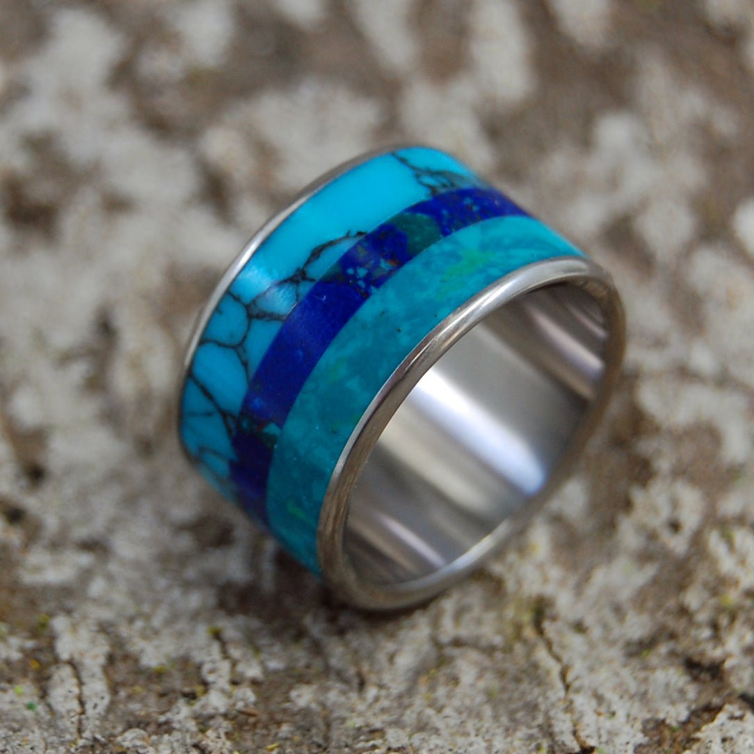 Fluid We Float | Men's Titanium & Stone Wedding Ring - Minter and Richter Designs