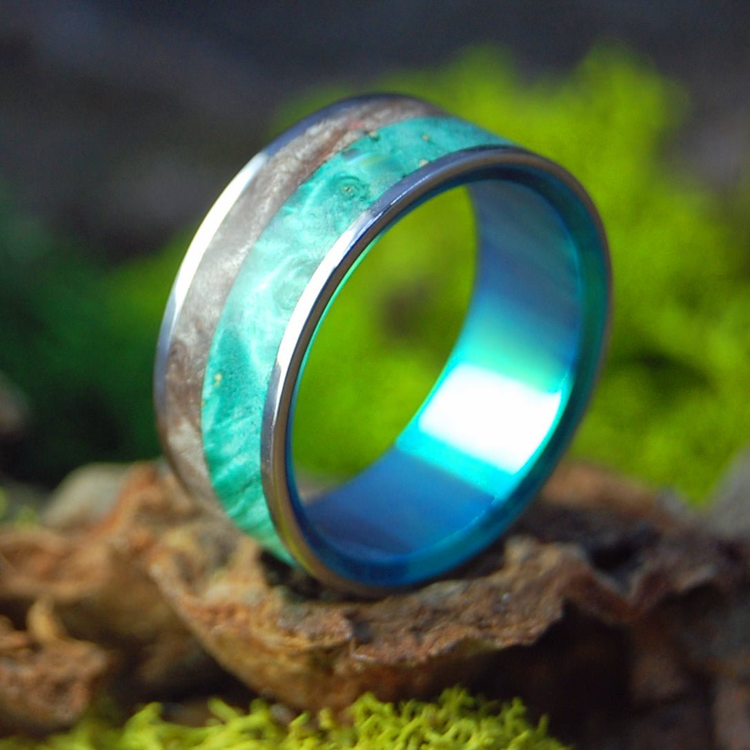 Flush Norse Gods | Men's Maple Wood, Green Box Elder Wood & Titanium Wedding Ring (Copy) - Minter and Richter Designs