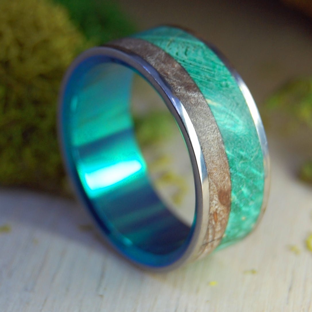 Flush Norse Gods | Men's Maple Wood, Green Box Elder Wood & Titanium Wedding Ring (Copy) - Minter and Richter Designs