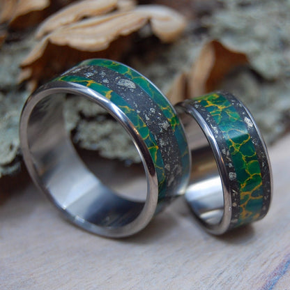 Fool For Love I & Ii | Fools Gold & Egyptian Jade - Unique Wedding Ring Set - Minter and Richter Designs