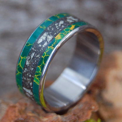 Fool For Love I | Men's Fools Gold, Egyptian Jade & Titanium Wedding Ring - Minter and Richter Designs