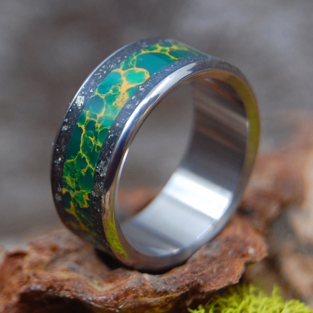 Fool For Love Ii | Men's Fools Gold, Egyptian Jade & Titanium Wedding Ring - Minter and Richter Designs