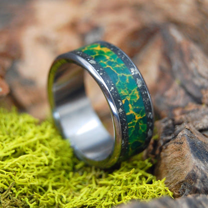 Fool For Love Ii | Men's Fools Gold, Egyptian Jade & Titanium Wedding Ring - Minter and Richter Designs