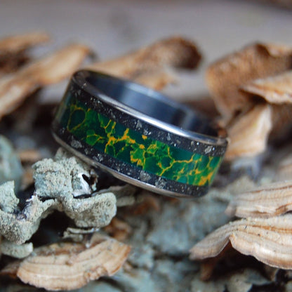 Fool For Love Ii | Men's Fools Gold, Egyptian Jade & Titanium Wedding Ring - Minter and Richter Designs