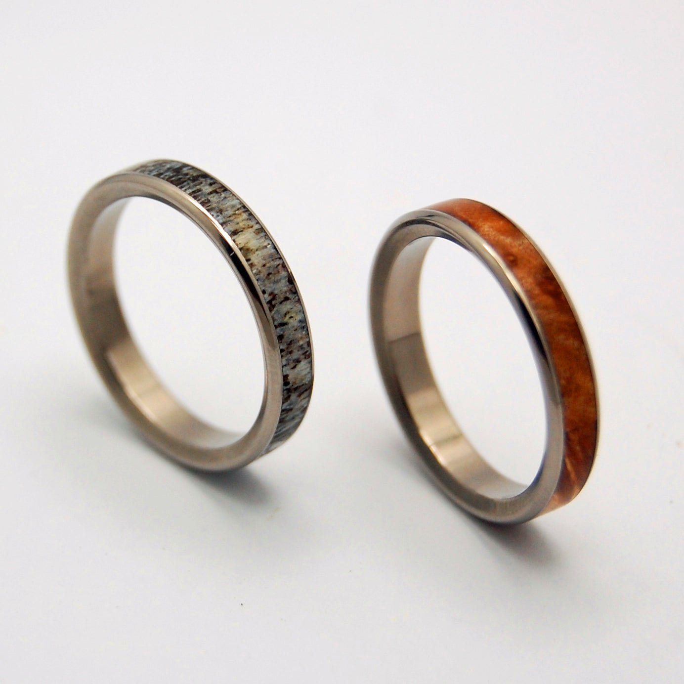 Forest Friends | Moose Antler & Maple Wood - Wooden Wedding Ring Set - Minter and Richter Designs