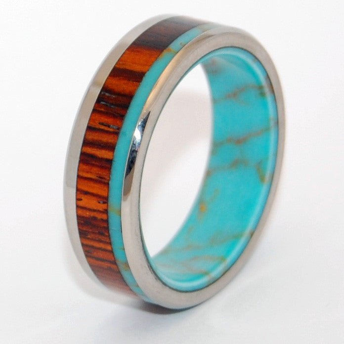 Forests Of Tibet | Men's Tibetan Turquoise, Cocobolo Wood & Titanium Wedding Ring - Minter and Richter Designs