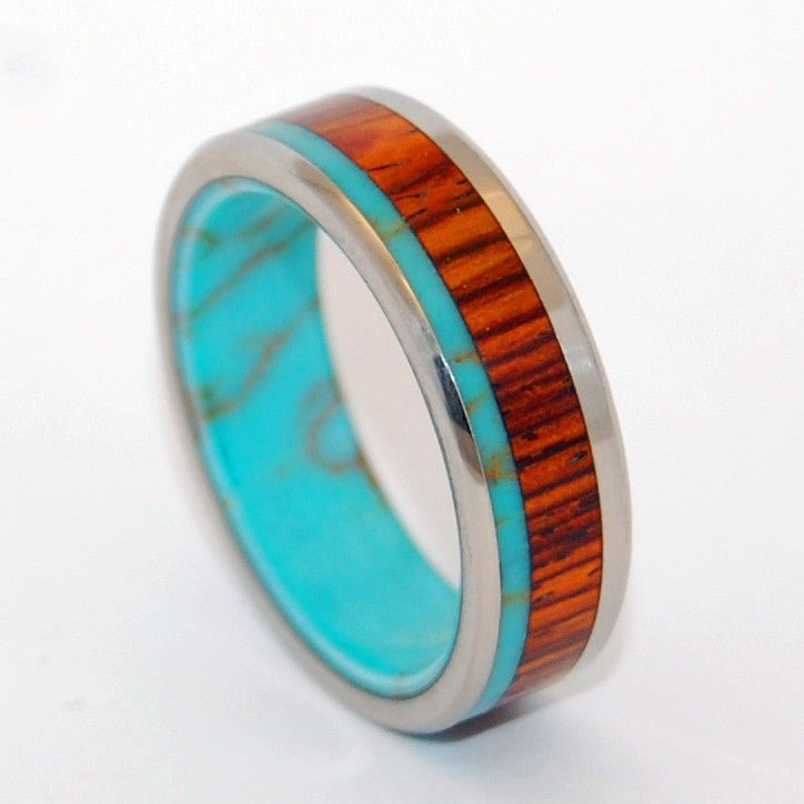 Forests Of Tibet | Men's Tibetan Turquoise, Cocobolo Wood & Titanium Wedding Ring - Minter and Richter Designs