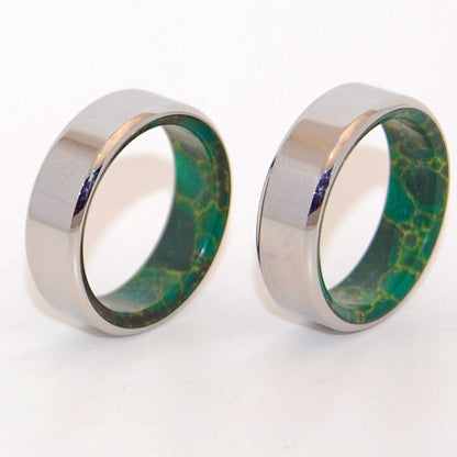 Forever By My Side | Jade Stone & Titanium Wedding Ring Set - Minter and Richter Designs