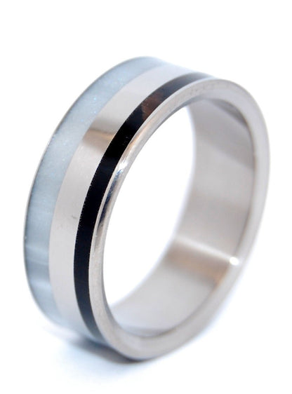 Fortress | Men's Onyx Stone, Gray Pearl, & Titanium Wedding Ring - Minter and Richter Designs