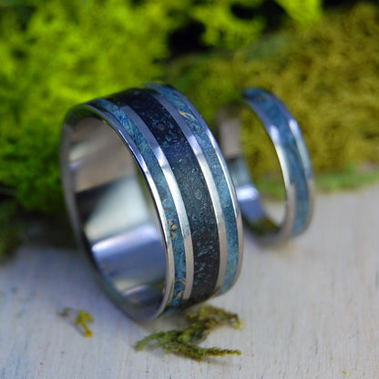 Freyja & Blue | Icelandic Volcanic Beach Sand And Lava - Unique Wedding Rings - Minter and Richter Designs