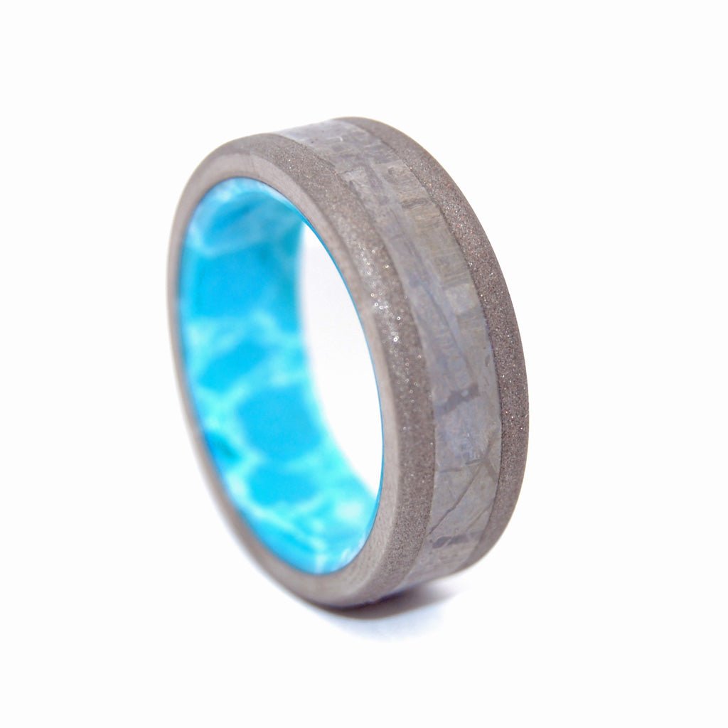 From The Heavens | Men's Larimar Stone, Meteorite & Titanium Wedding Ring - Minter and Richter Designs