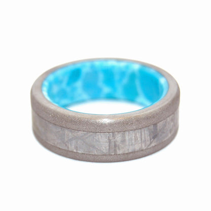 From The Heavens | Men's Larimar Stone, Meteorite & Titanium Wedding Ring - Minter and Richter Designs