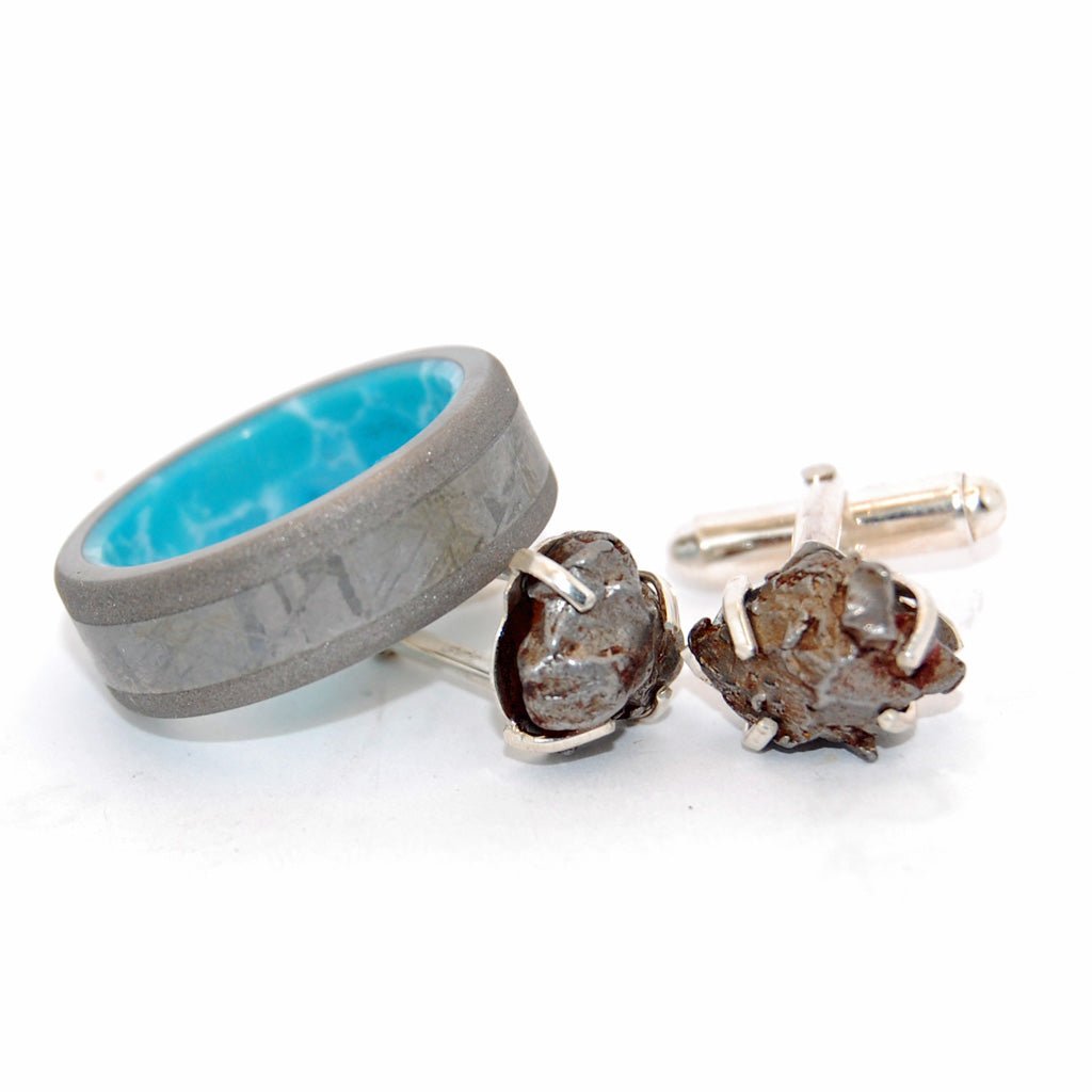 From The Heavens | Men's Larimar Stone, Meteorite & Titanium Wedding Ring - Minter and Richter Designs