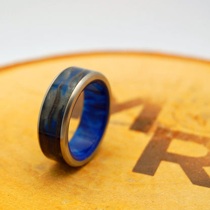 Galactic Love | Men's Pine Cone, Blue Resin & Titanium Wedding Ring - Minter and Richter Designs