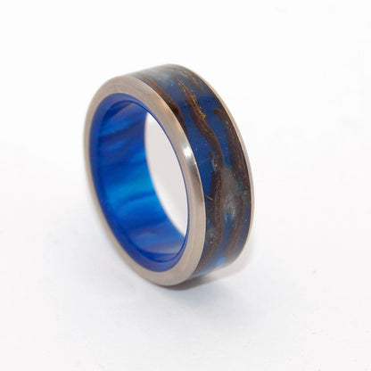 Galactic Love | Men's Pine Cone, Blue Resin & Titanium Wedding Ring - Minter and Richter Designs