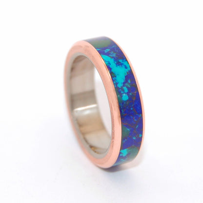 Galaxy Of Her Heart | Men's Azurite, Malachite & Copper Wedding Ring - Minter and Richter Designs