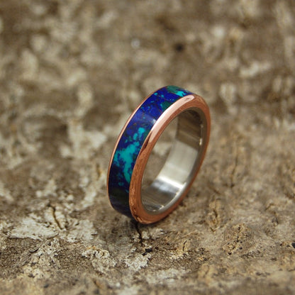 Galaxy Of Her Heart | Men's Azurite, Malachite & Copper Wedding Ring - Minter and Richter Designs