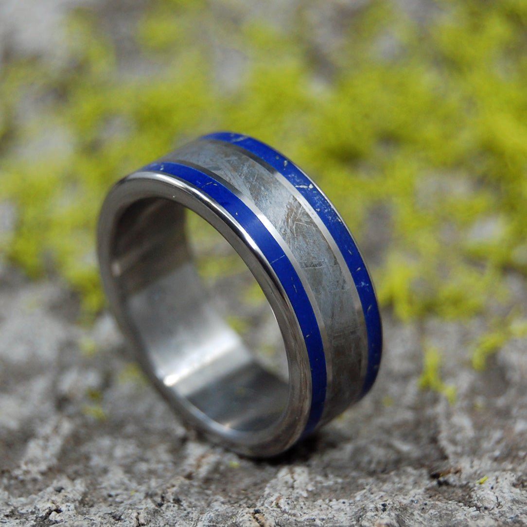 Giza | Men's Lapis Lazuli, Meteorite & Titanium Wedding Ring - Minter and Richter Designs