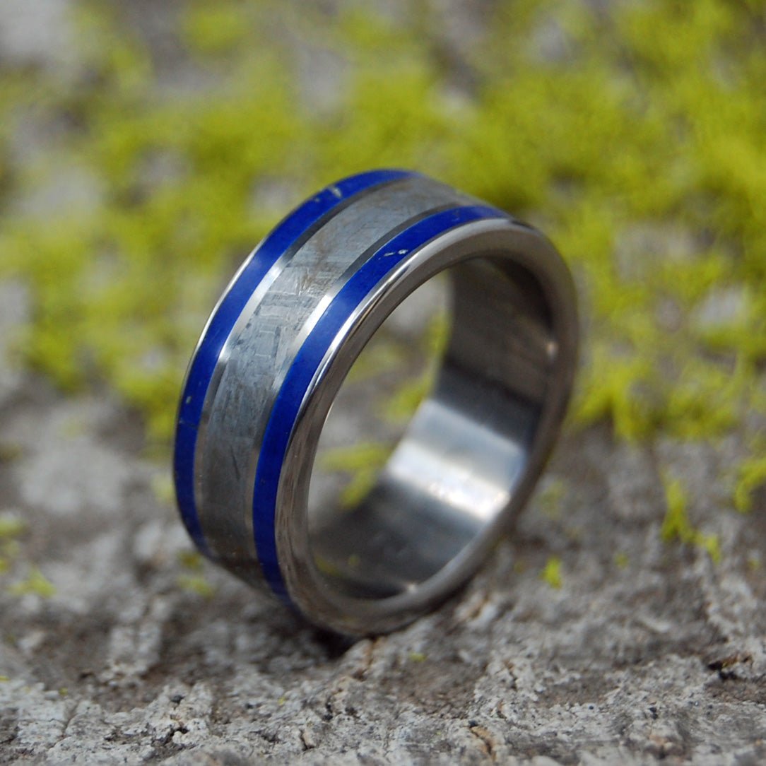 Giza | Men's Lapis Lazuli, Meteorite & Titanium Wedding Ring - Minter and Richter Designs