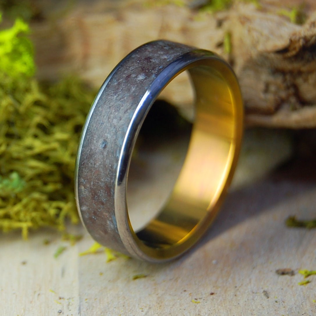 Glacier National Park | Men's Crushed Rock & Titanium Wedding Ring - Minter and Richter Designs