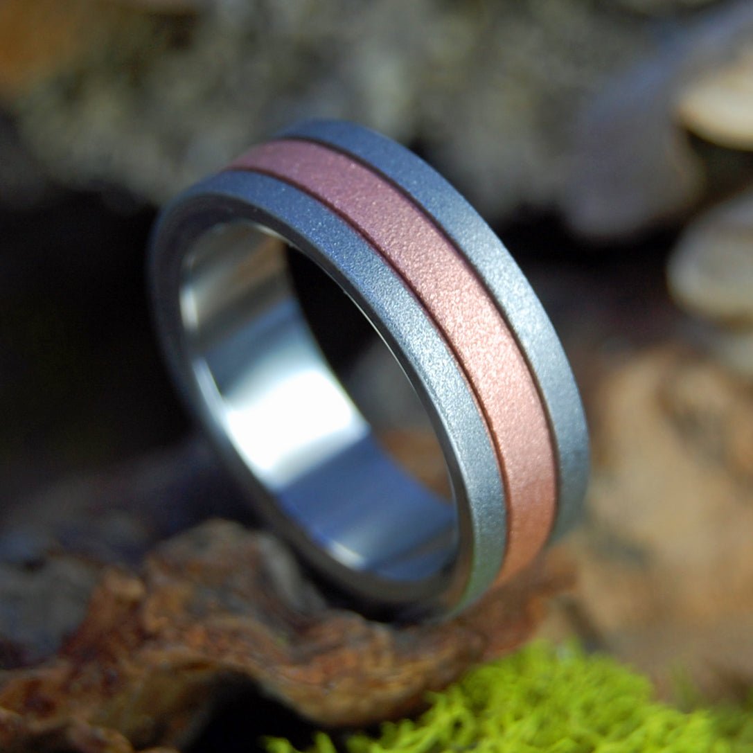 Glass Bead Copper Meets Titanium | Men's Glass Bead, Copper & Titanium Wedding Ring - Minter and Richter Designs