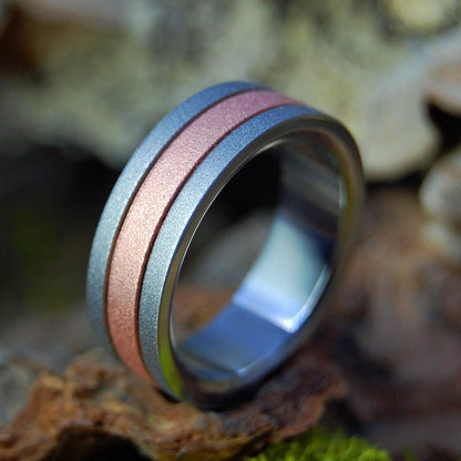 Glass Bead Copper Meets Titanium | Men's Glass Bead, Copper & Titanium Wedding Ring - Minter and Richter Designs