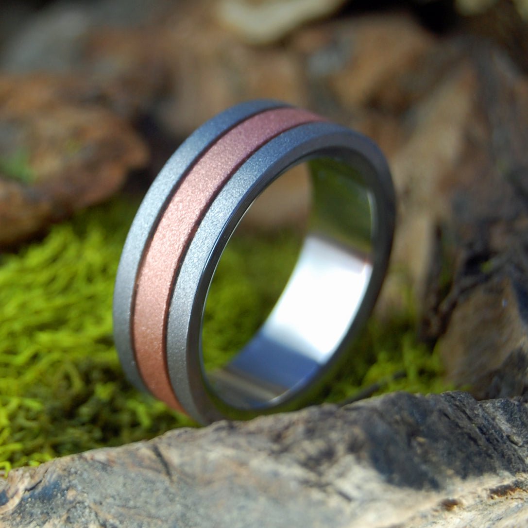 Glass Bead Copper Meets Titanium | Men's Glass Bead, Copper & Titanium Wedding Ring - Minter and Richter Designs