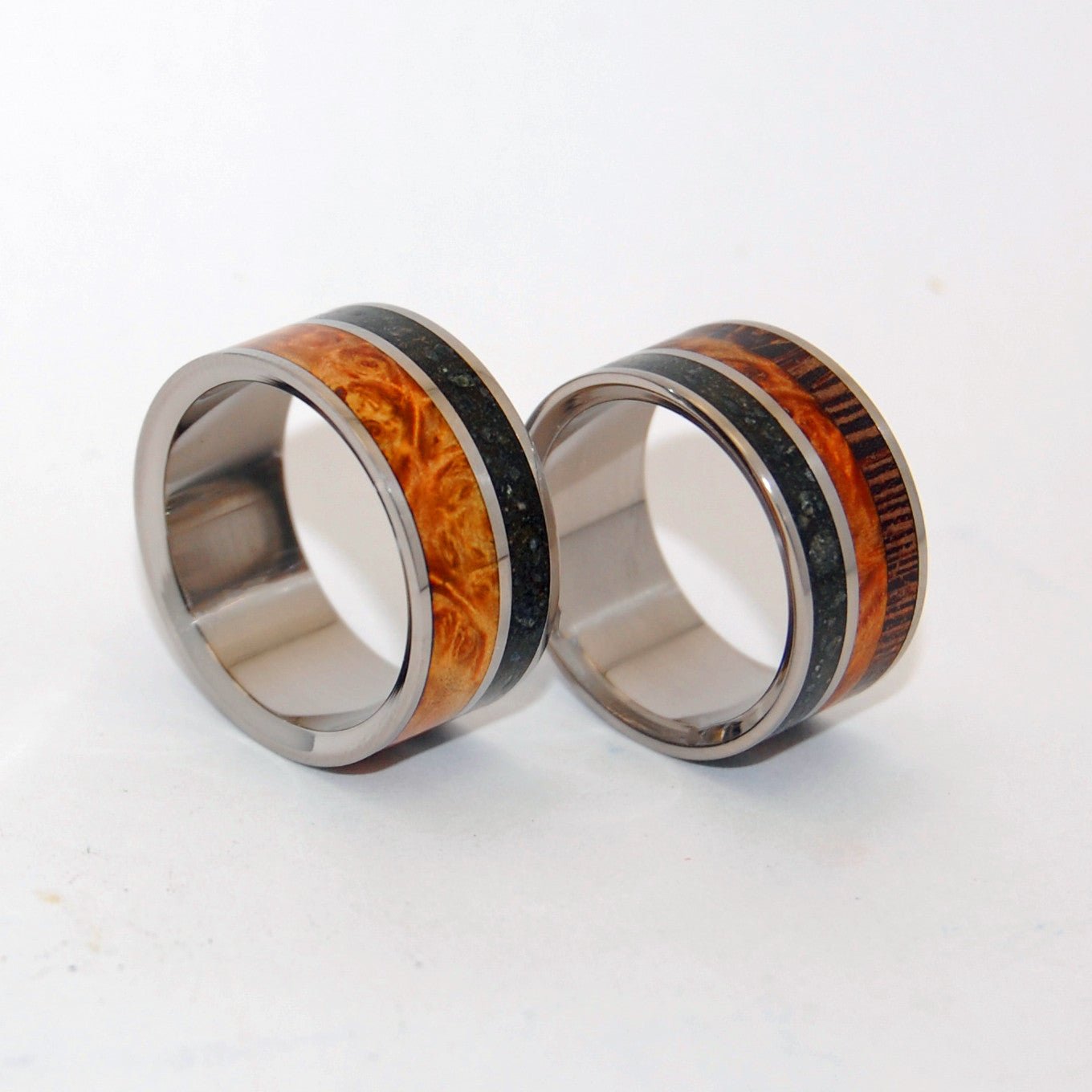 Go Forth | Beach Sand & Golden Box Elder Wood Wedding Ring - Minter and Richter Designs