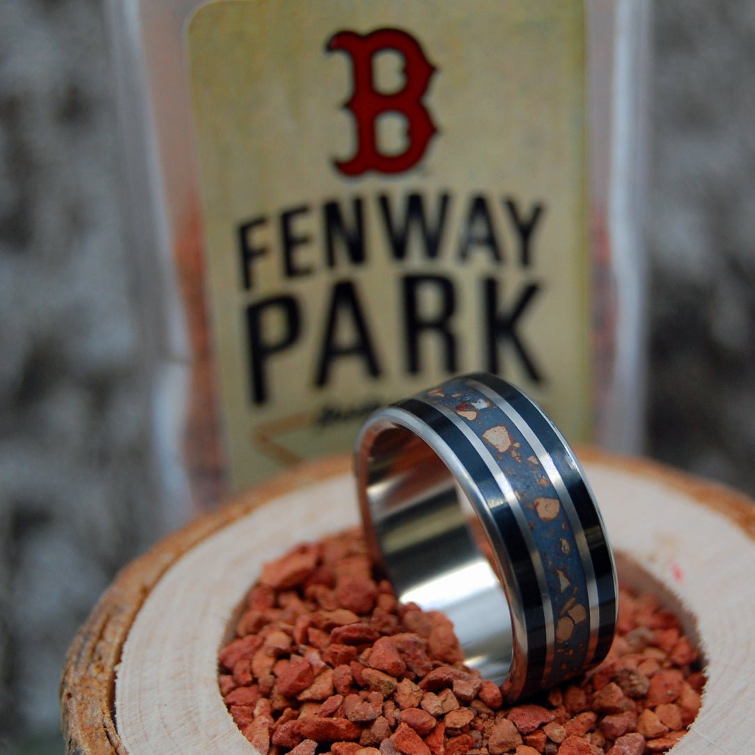 Go Sox! | Men's Red Sox Dirt, Black Onyx & Titanium Wedding Ring - Minter and Richter Designs