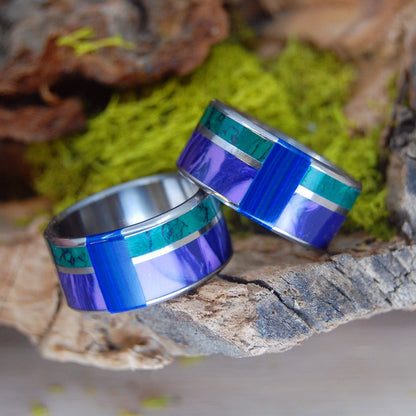 Go With You Anywhere | Charoite, Banded Azurite Malachite, Jade - Engagement Wedding Ring Set - Minter and Richter Designs