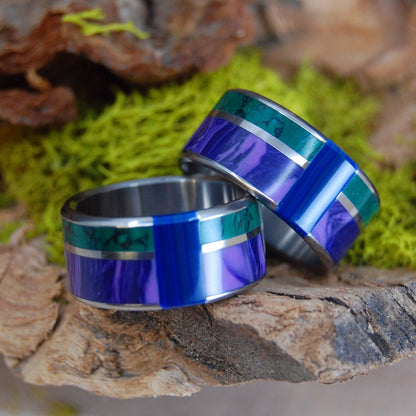 Go With You Anywhere | Charoite, Banded Azurite Malachite, Jade - Engagement Wedding Ring Set - Minter and Richter Designs