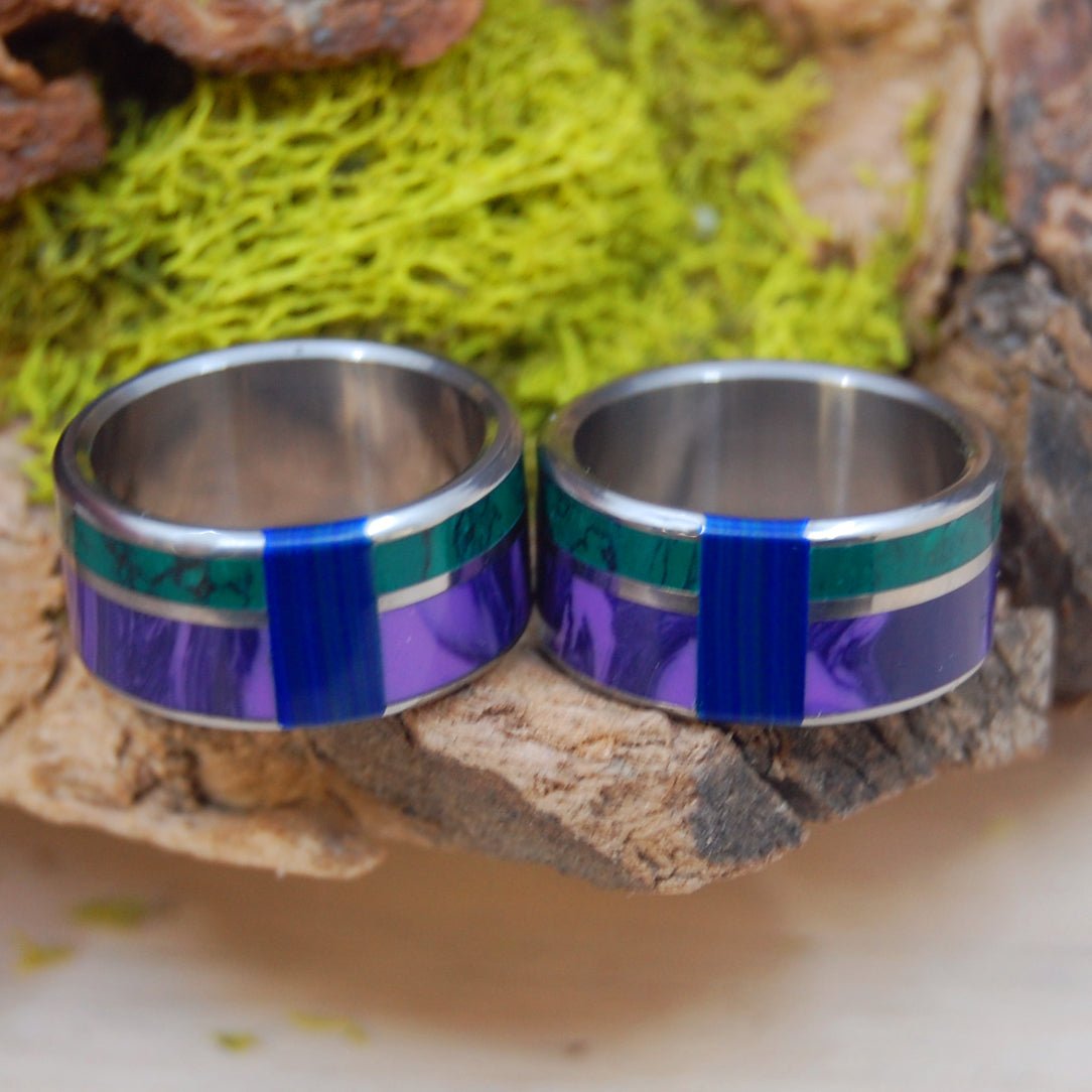 Go With You Anywhere | Charoite, Banded Azurite Malachite, Jade - Engagement Wedding Ring Set - Minter and Richter Designs