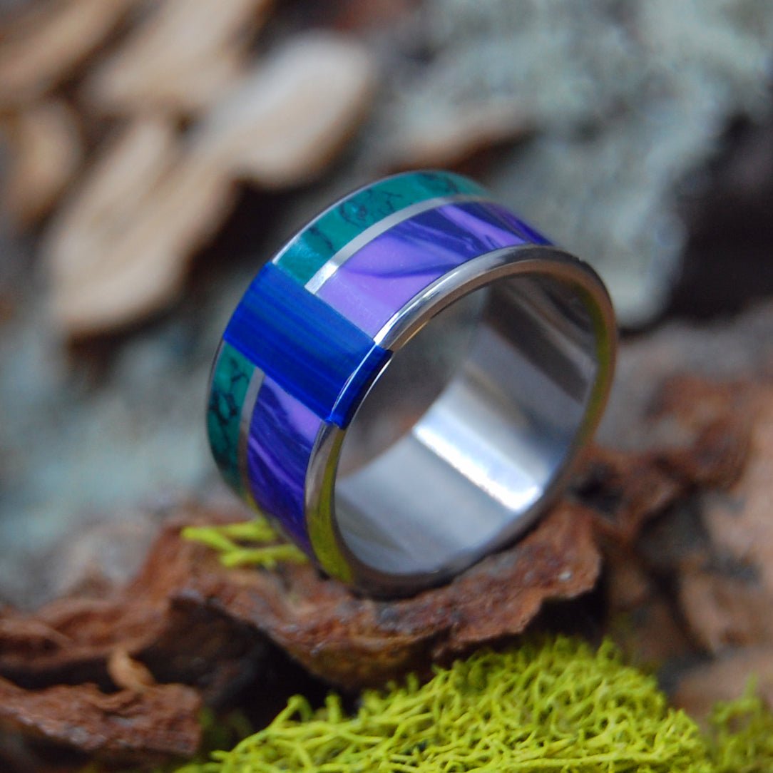 Go With You Anywhere | Men's Charoite, Banded Azurite Malachite, Jade & Titanium Wedding Ring - Minter and Richter Designs