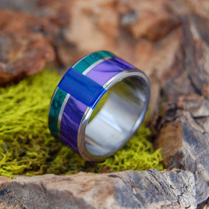 Go With You Anywhere | Men's Charoite, Banded Azurite Malachite, Jade & Titanium Wedding Ring - Minter and Richter Designs