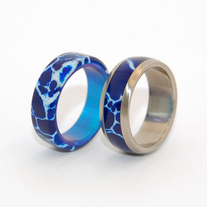 Goblin Ore Drop | Cobalt Stone Titanium Wedding Ring Set - Minter and Richter Designs