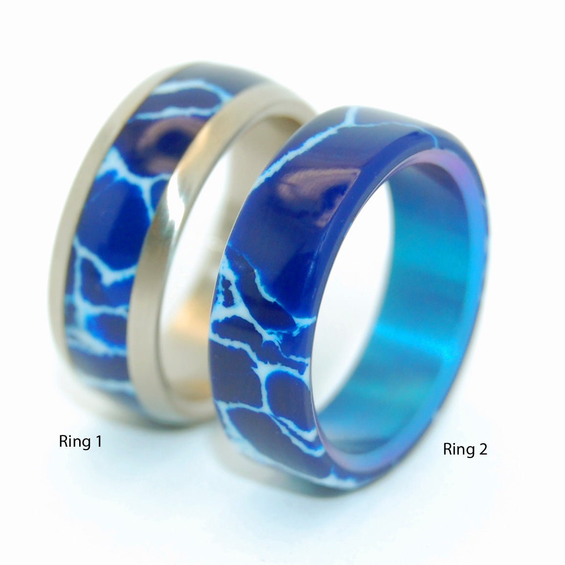 Goblin Ore Drop | Cobalt Stone Titanium Wedding Ring Set - Minter and Richter Designs