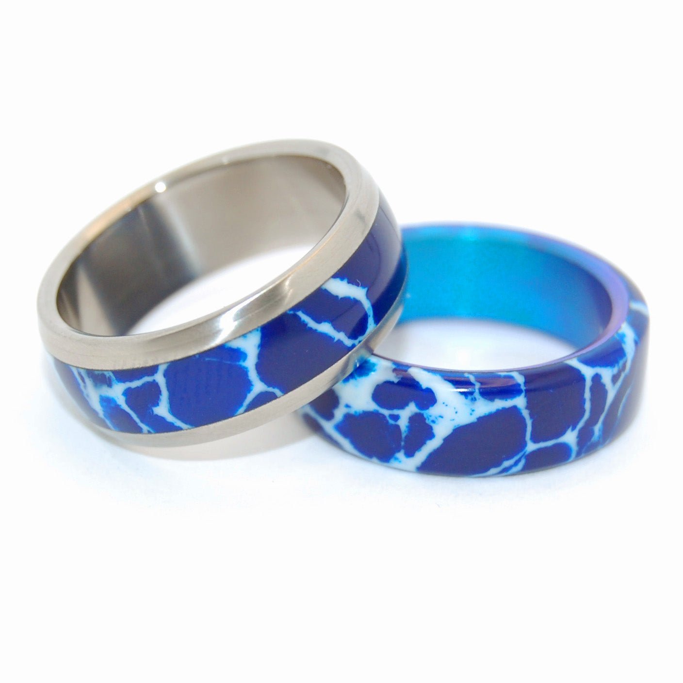 Goblin Ore Drop | Cobalt Stone Titanium Wedding Ring Set - Minter and Richter Designs