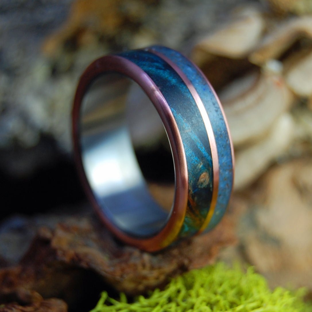 God Loves Lake Superior | Men's Blue Maple, Lake Superior Beach Sand, Ground Caribou Antler & Titanium Wedding Ring - Minter and Richter Designs