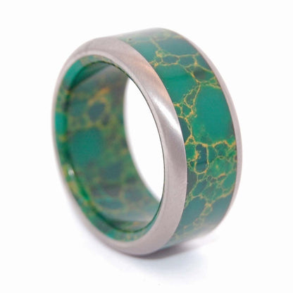 God Of Wolves | Men's Jade Stone & Titanium Wedding Ring - Minter and Richter Designs