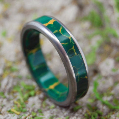 God Of Wolves | Men's Jade Stone & Titanium Wedding Ring - Minter and Richter Designs