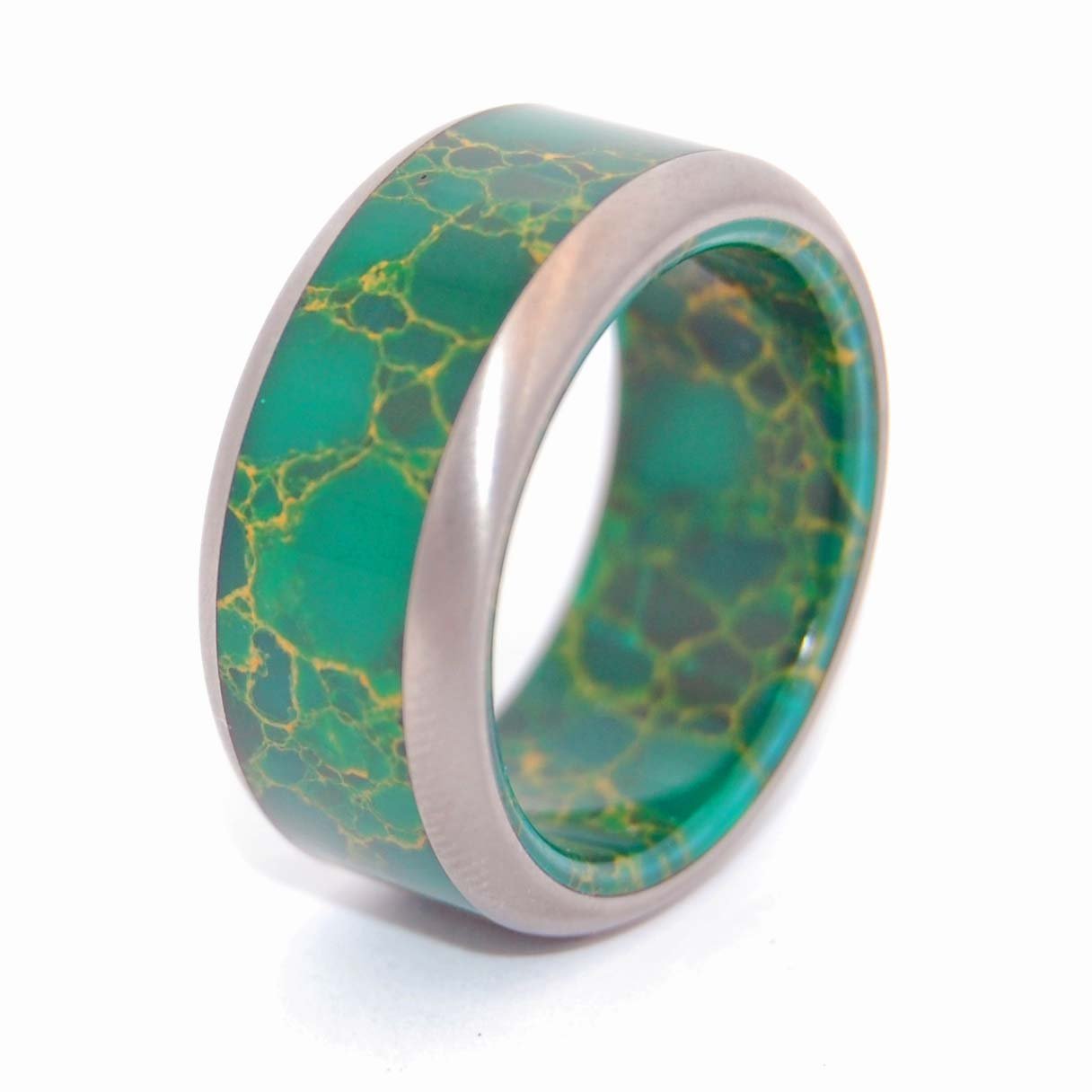 God Of Wolves | Men's Jade Stone & Titanium Wedding Ring - Minter and Richter Designs