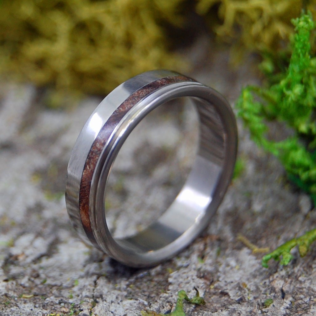 Golden Light | Men's Dark Maple Wood & Titanium Wedding Ring - Minter and Richter Designs