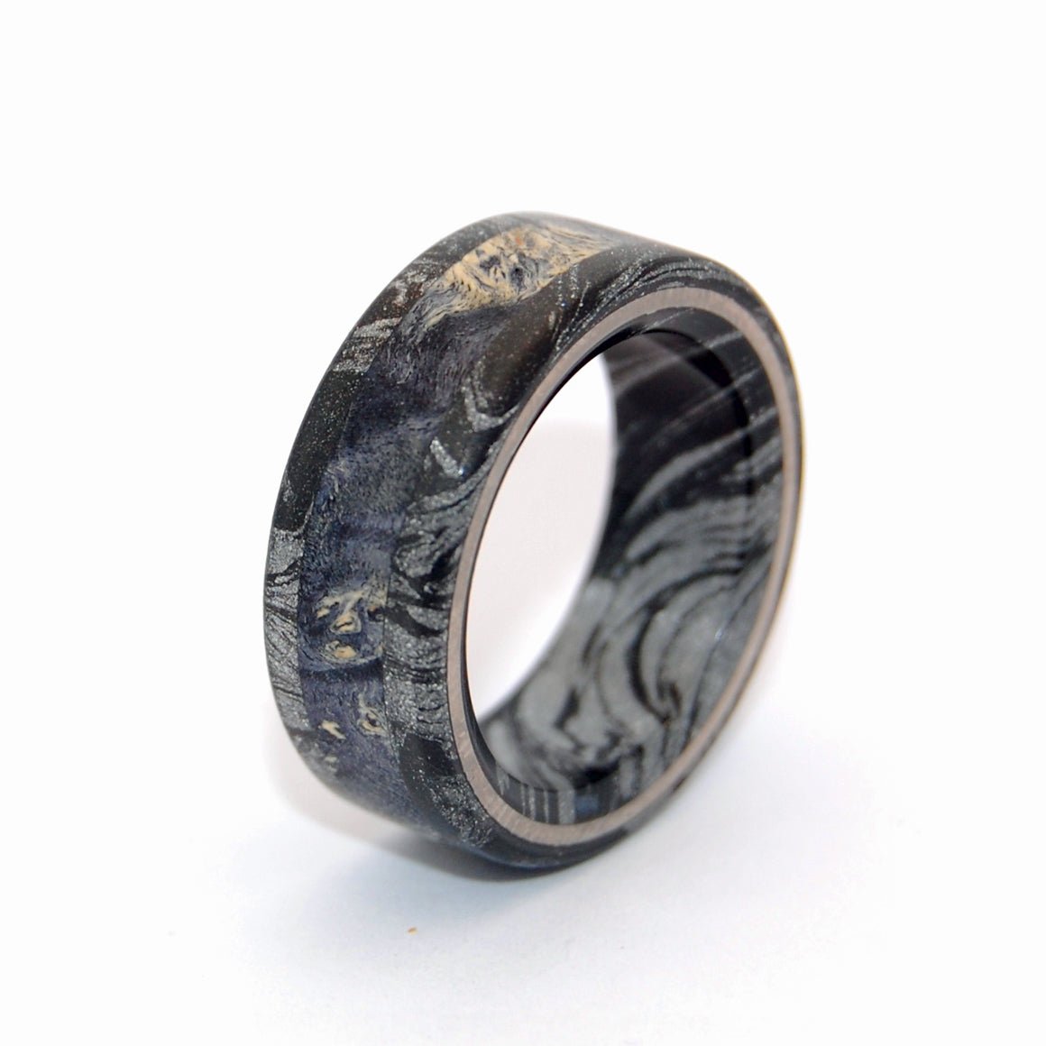 Greek God Dons Black | Men's Wood, M3 Black Titanium & Titanium Wedding Ring - Minter and Richter Designs