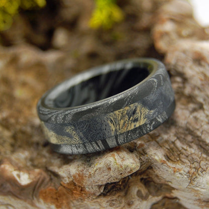 Greek God Dons Black | Men's Wood, M3 Black Titanium & Titanium Wedding Ring - Minter and Richter Designs